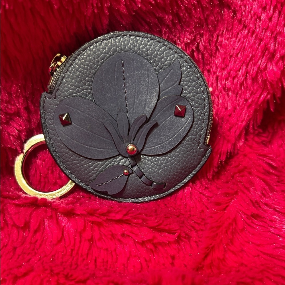 Kate Spade Blue Leather Coin Pouch with Gold Accents